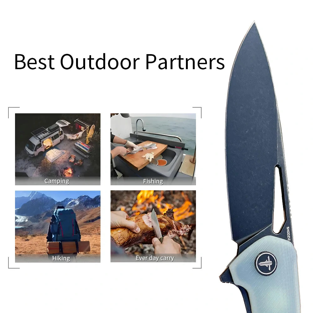 SHOOZIZ™ XUN120-JGB,Liner Lock,3.55"D2 Steel Black PVD Blade,Jade G10 Handle