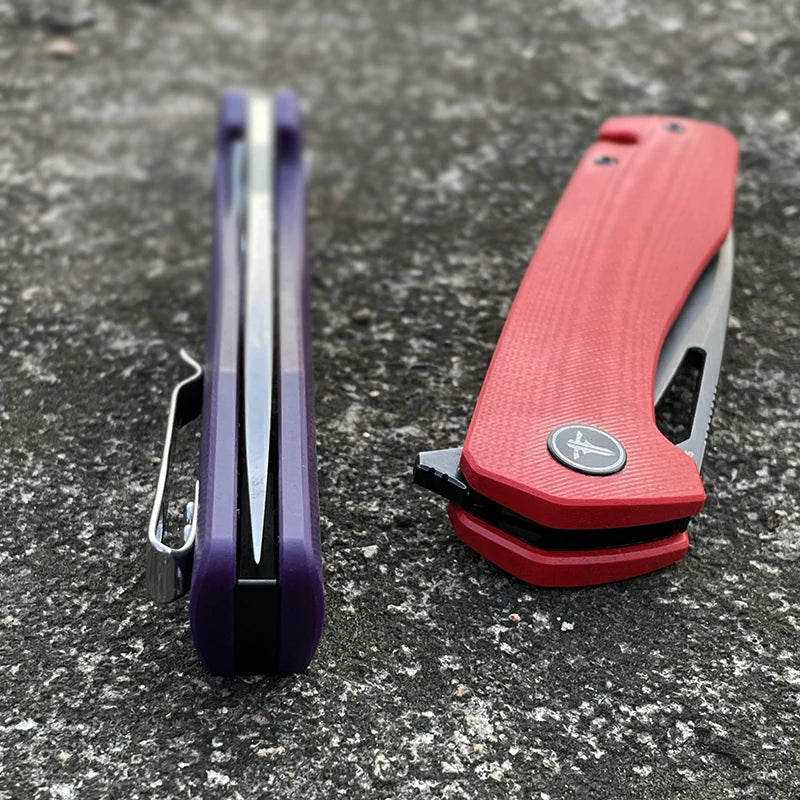 SHOOZIZ™ XUN120-PGS,Liner Lock,3.55"D2 Steel Satin Blade,purple G10 Handle