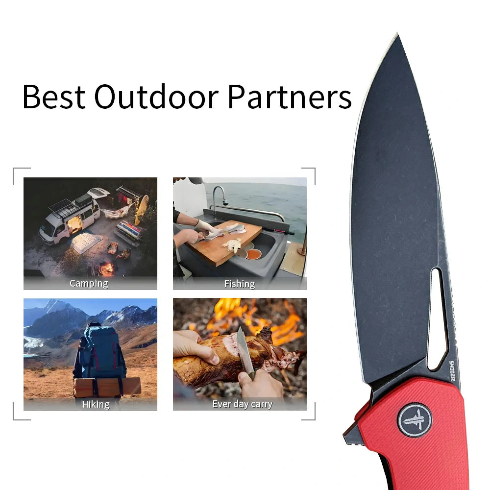 SHOOZIZ™ XUN120-RGB,Liner Lock,3.55"D2 Steel Black PVD Blade,Red G10 Handle
