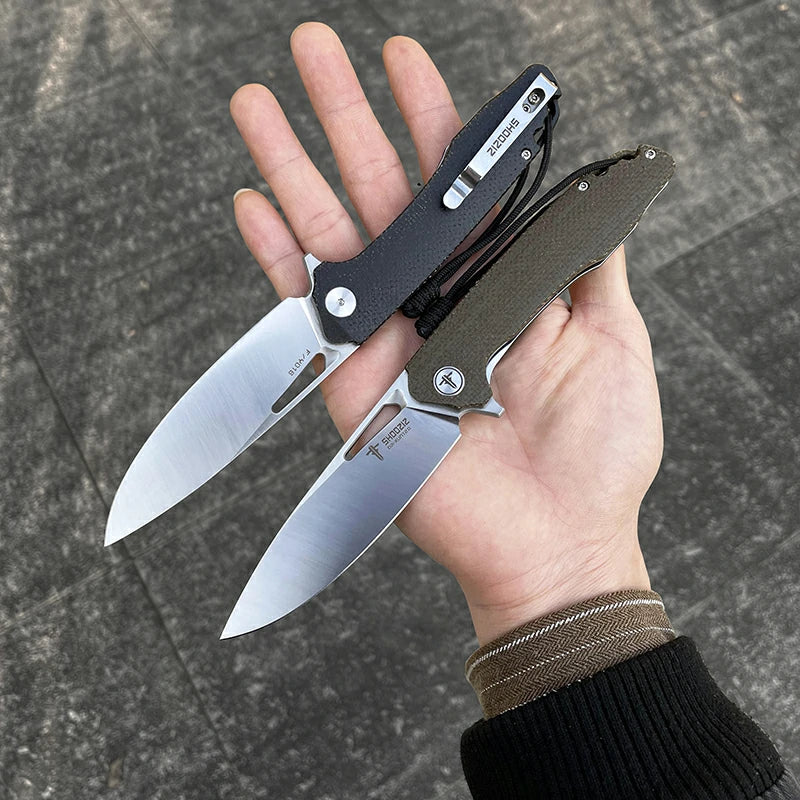 SHOOZIZ™ XUN120-BMS,Liner Lock,3.55"D2 Steel Satin Blade,Black Micarta Handle
