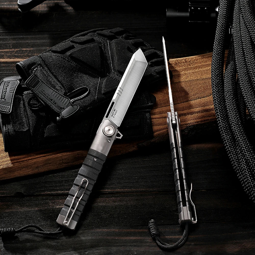SHOOZIZ™ XUN121-BGS,Frame Lock,3.74"14C28N Steel Satin Blade,Black G10 Handle
