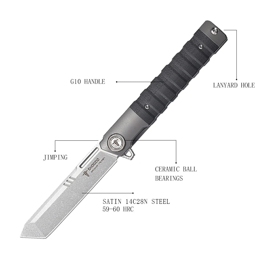 SHOOZIZ™ XUN121-BGSt,Frame Lock,3.74"14C28N Steel Stonewash Blade,Black G10 Handle