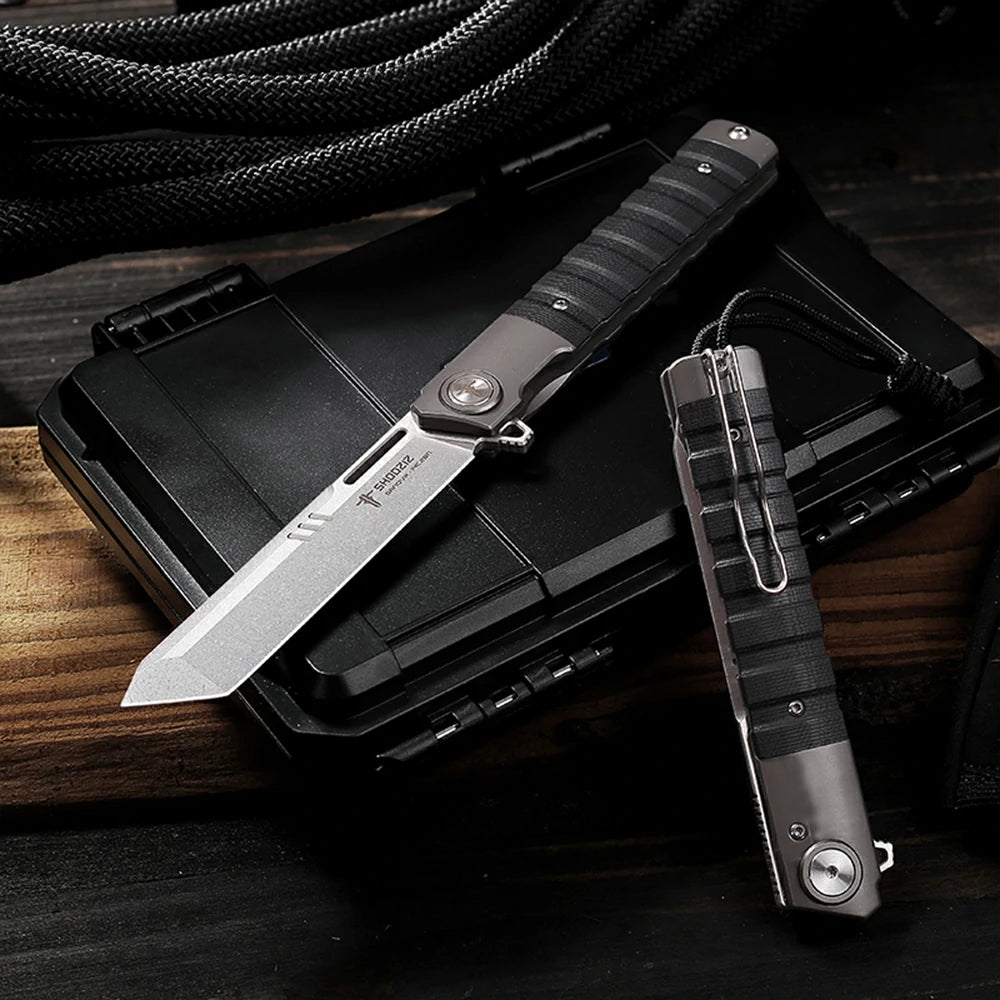 SHOOZIZ™ XUN121-BGSt,Frame Lock,3.74"14C28N Steel Stonewash Blade,Black G10 Handle