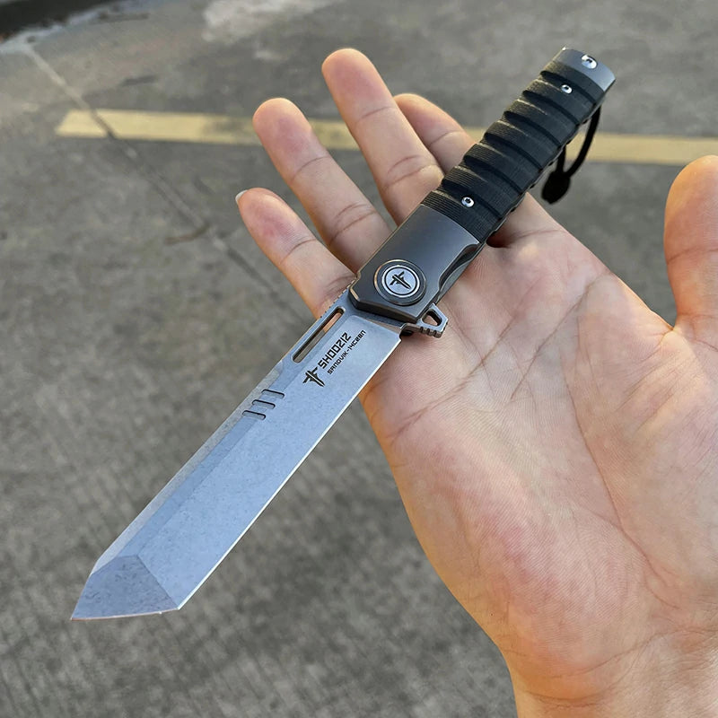 SHOOZIZ™ XUN121-BGSt,Frame Lock,3.74"14C28N Steel Stonewash Blade,Black G10 Handle