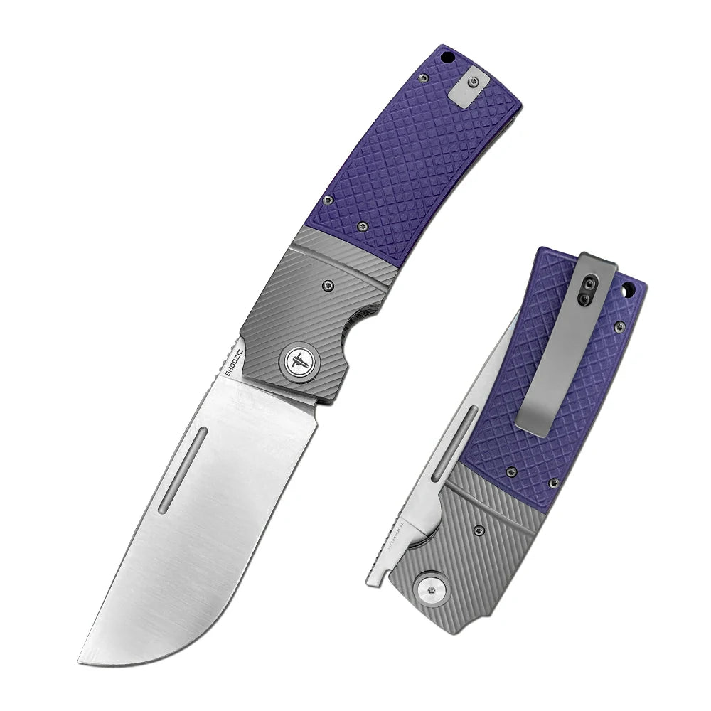 SHOOZIZ™ XUN122-PGS,Liner Lock,3.90"14C28N Steel Satin Blade,purple G10 Handle