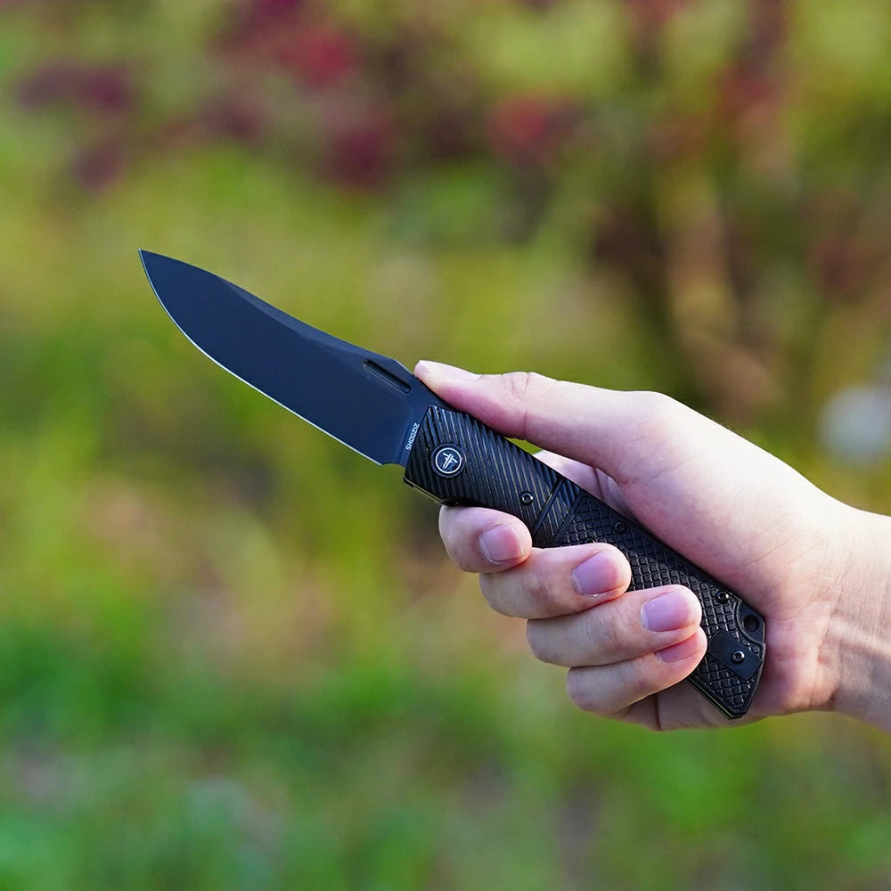 SHOOZIZ™ XUN123-BGB,Liner Lock,3.46"14C28N Steel PVD Blade,Steel Bolster & G10 Handle