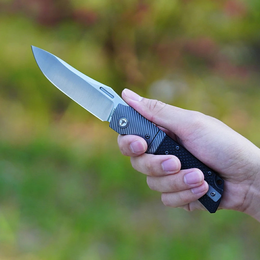 SHOOZIZ™ XUN123-BGS,Liner Lock,3.46"14C28N Steel Satin Blade,Steel Bolster & G10 Handle