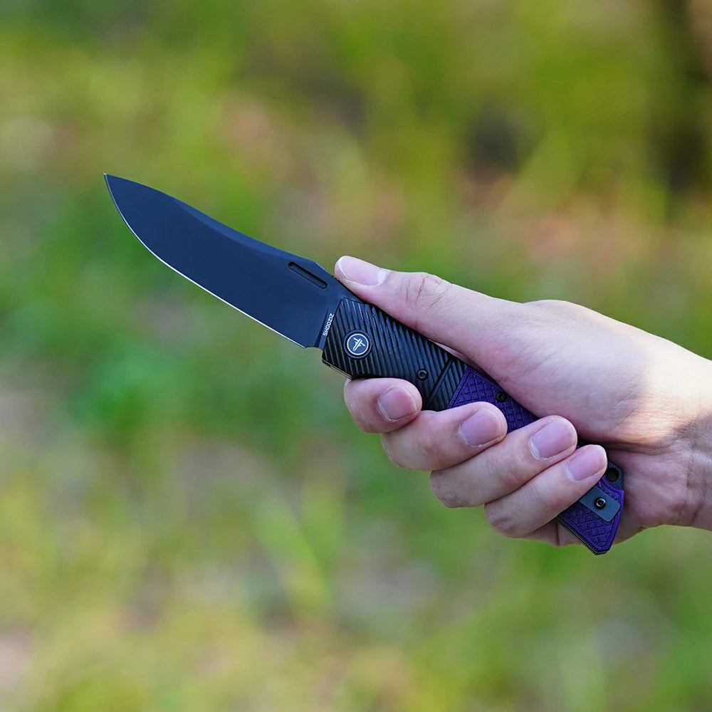 SHOOZIZ™ XUN123-PGB,Liner Lock,3.46"14C28N Steel PVD Blade,Steel Bolster & G10 Handle