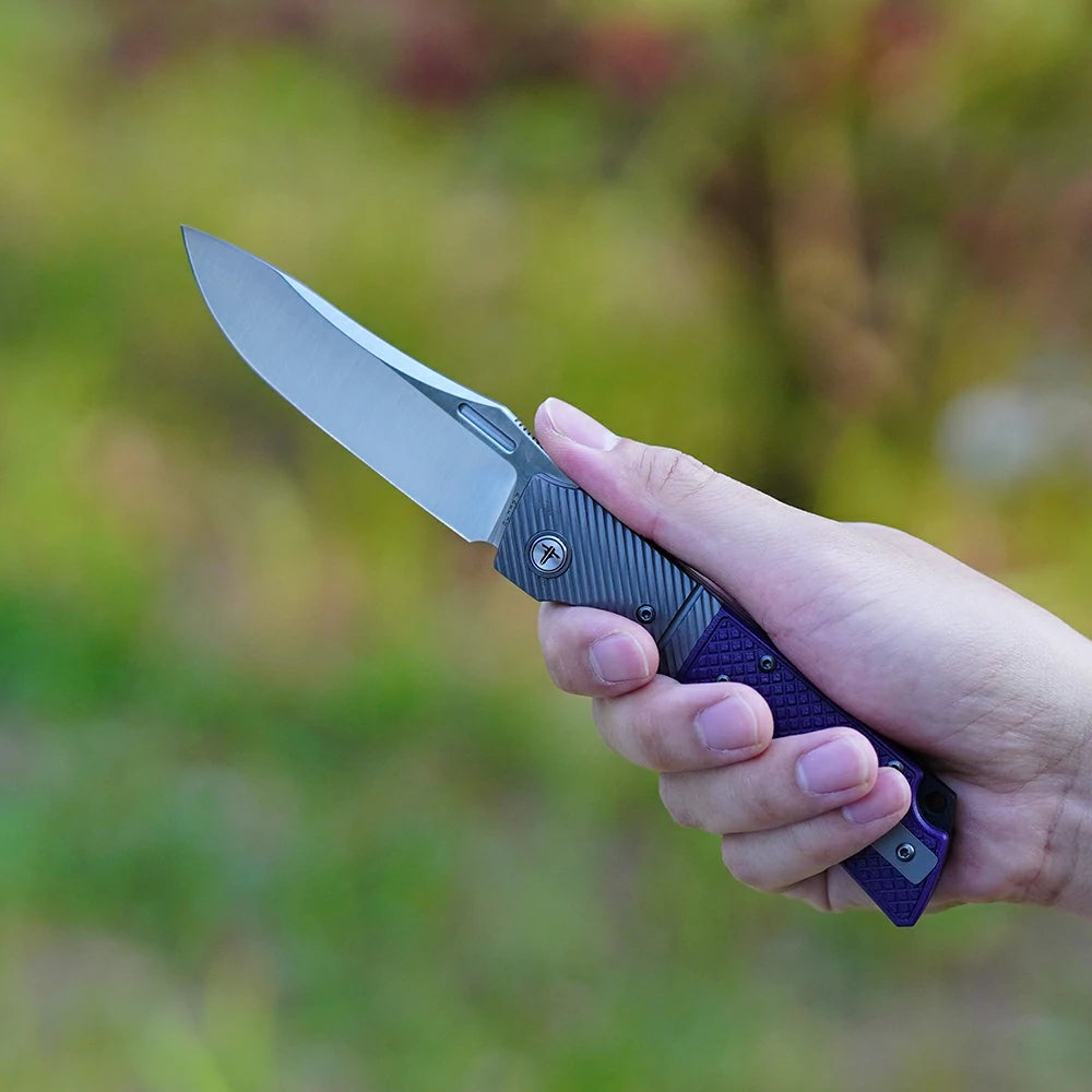 SHOOZIZ™ XUN123-PGS,Liner Lock,3.46"14C28N Steel Satin Blade,Steel Bolster & G10 Handle