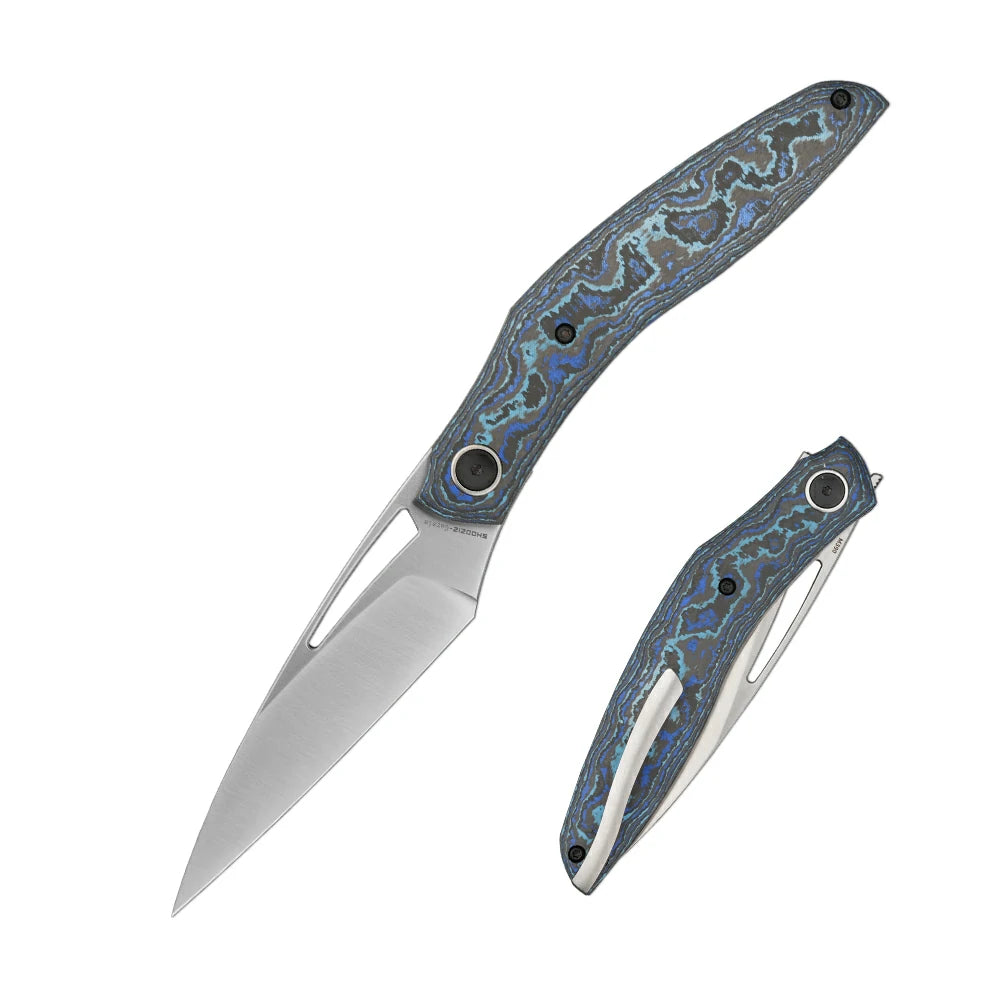 SHOOZIZ Garsia LCS - M390 Steel, Carbon Fiber & Blue Titanium