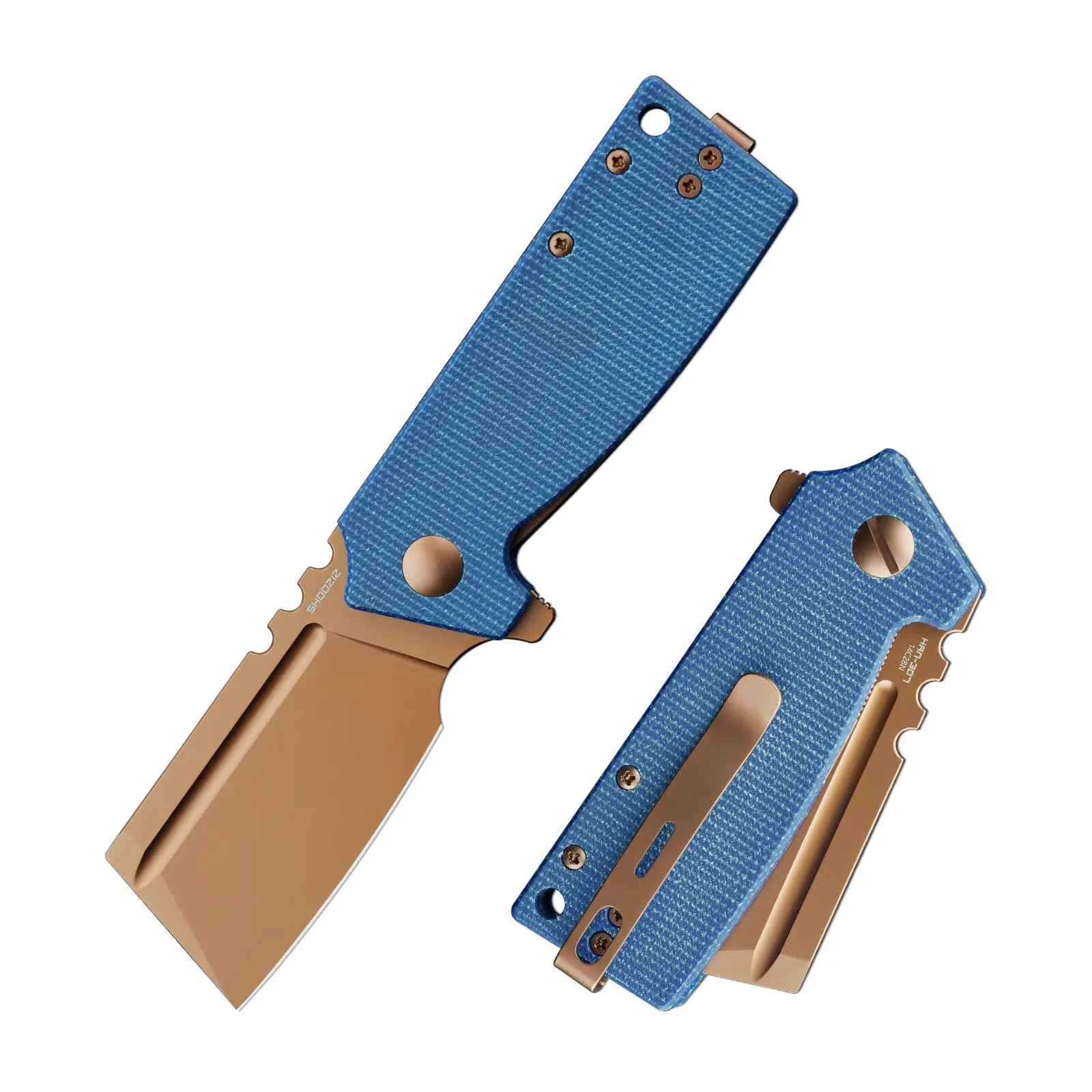 SHOOZIZ HAN307-LMRG EDC Folding Knife | Rose Gold PVD & Blue SHOOZIZ HAN307-LMRG EDC Folding Knife | Rose Gold PVD & Blue