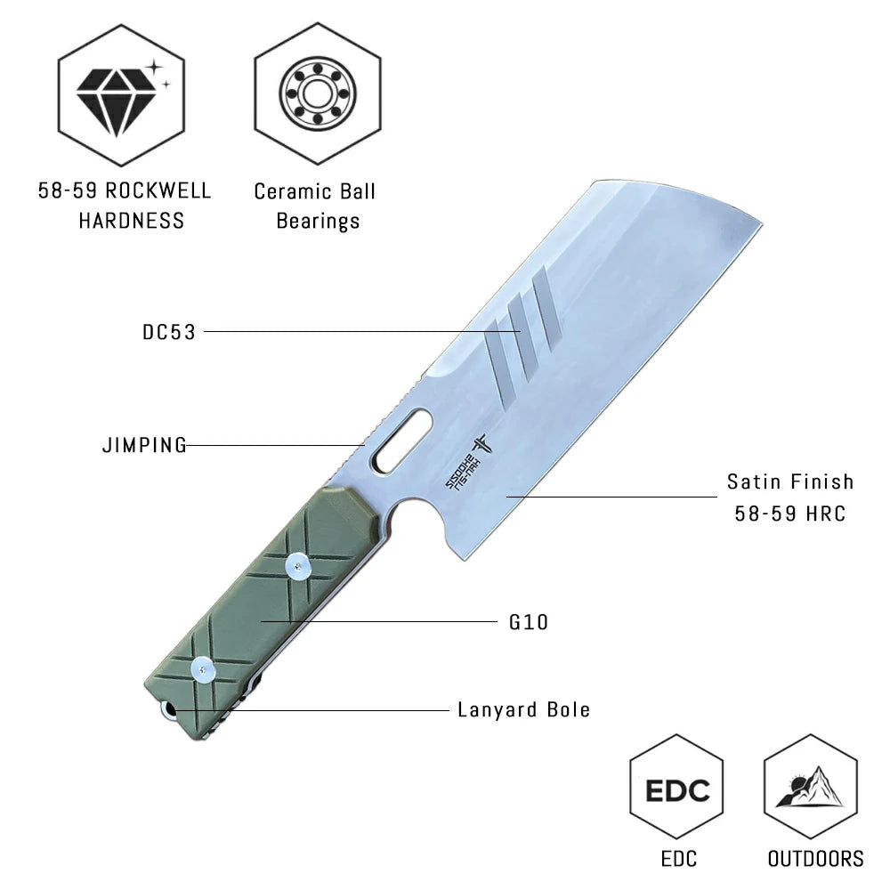 SHOOZIZ™ HAN217-GGS,5.69" DC53 Steel Satin Fixed Blade,G10 Handle