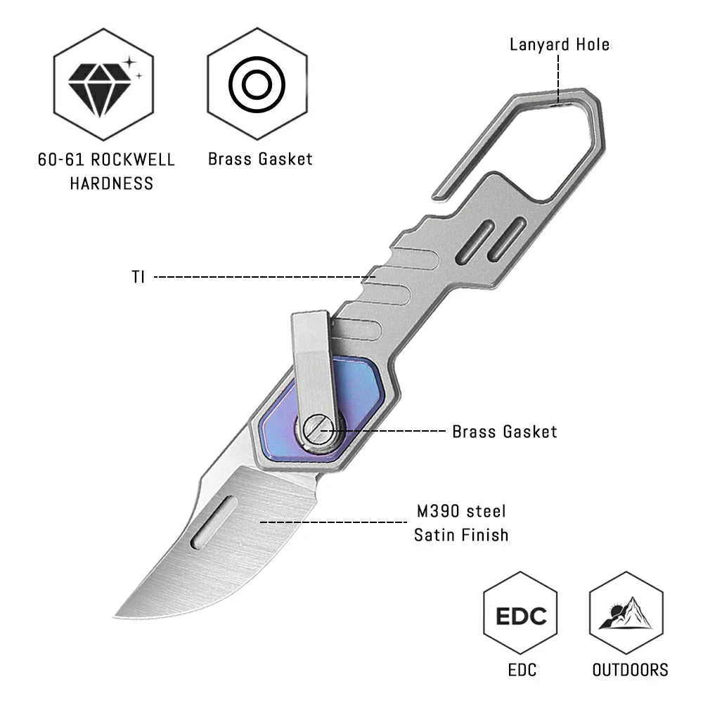 SHOOZIZ™ HAN218-OrTSB,0.87"M390 Steel Satin Blade,Ti Handle