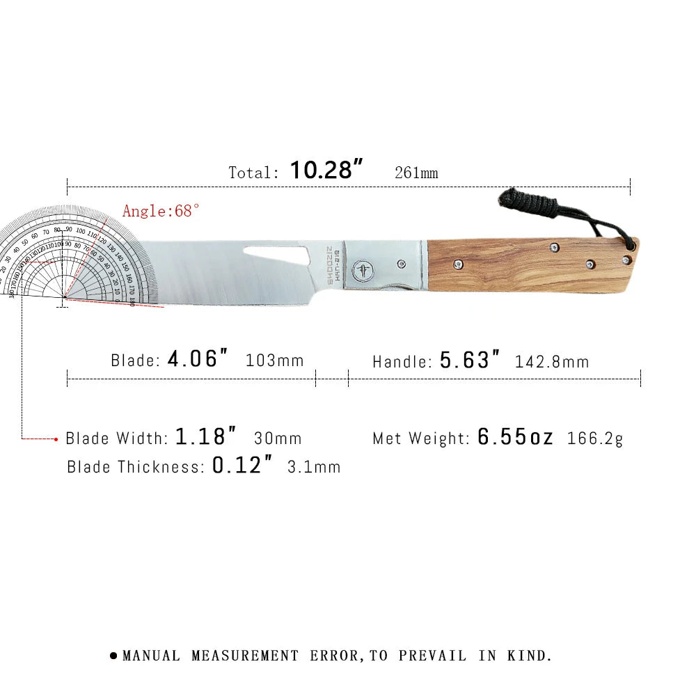 SHOOZIZ™ HAN219A-OWS,Liner Lock,4.06" 5Cr15MoV Steel Satin Fixed Blade,Olive wood Handle