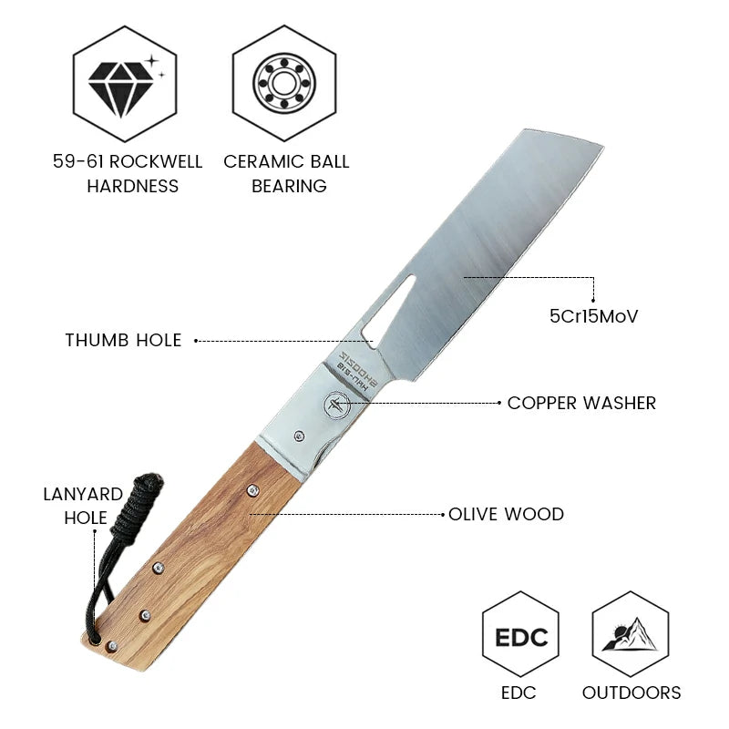 SHOOZIZ™ HAN219A-OWS,Liner Lock,4.06" 5Cr15MoV Steel Satin Fixed Blade,Olive wood Handle