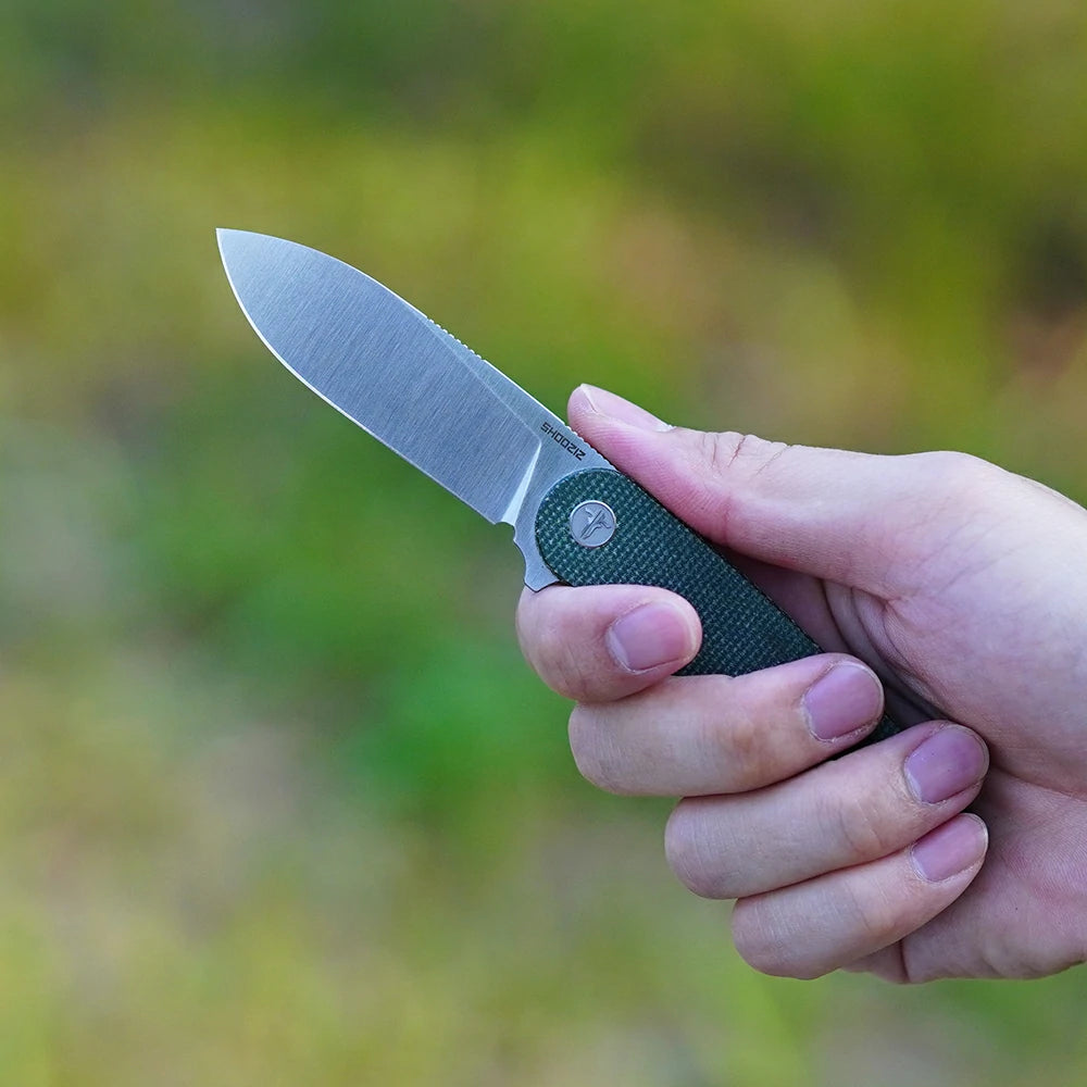 SHOOZIZ™ HAN309-GMS,Liner Lock,2.59"D2 Steel Satin Blade,Green Micarta Handle