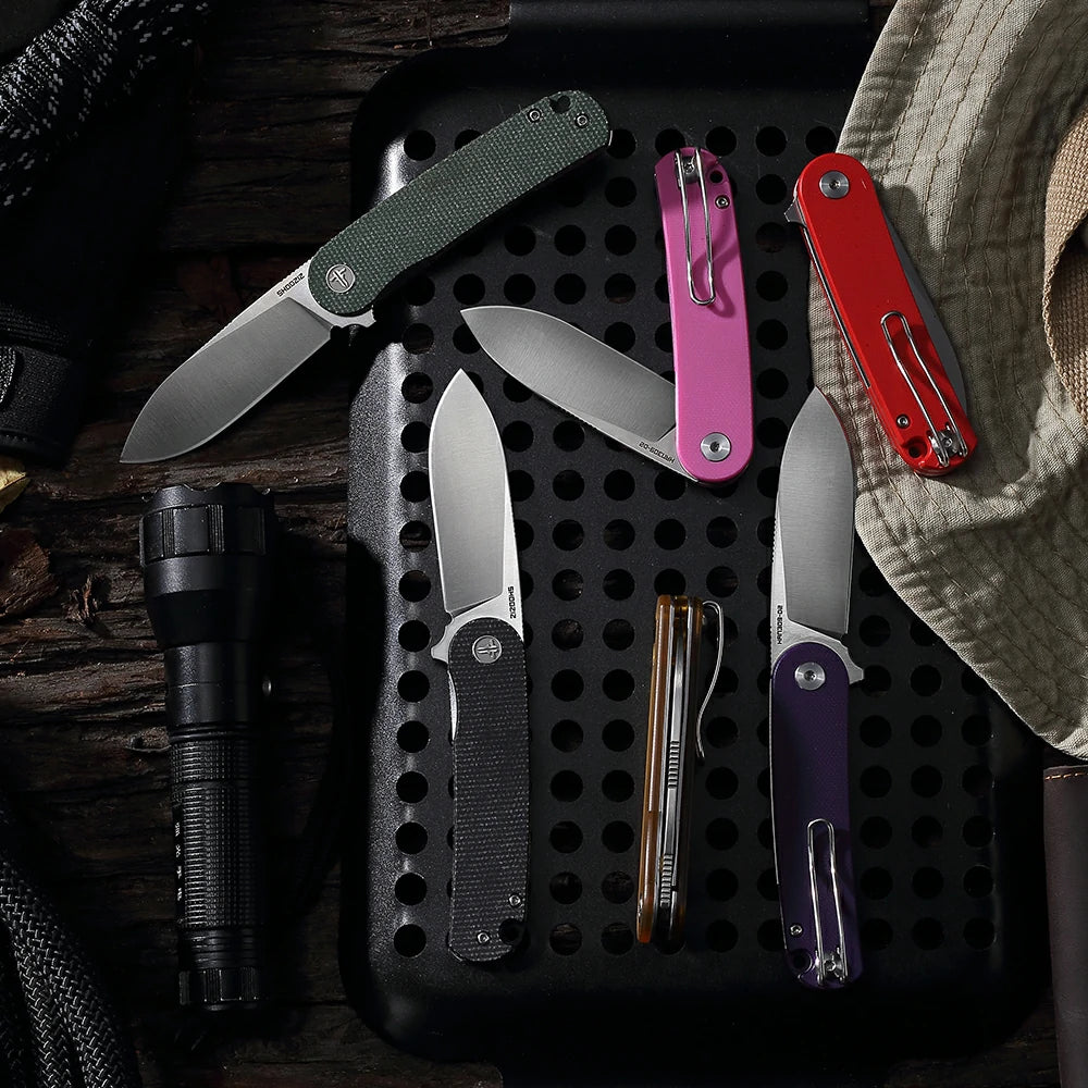 SHOOZIZ™ HAN309-PinkGS,Liner Lock,2.59"D2 Steel Satin Blade,pink G10 Handle