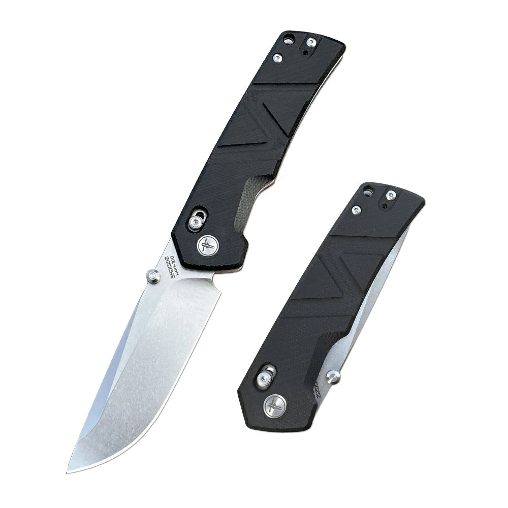 SHOOZIZ™ HAN310-BMST,Axis Lock,3.94"14C28N Steel Stonewash Blade,Black Micarta Handle