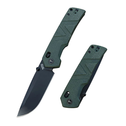 SHOOZIZ™ HAN310-GMB,Axis Lock,3.94"14C28N Steel Black PVD Blade,Green Micarta Handle