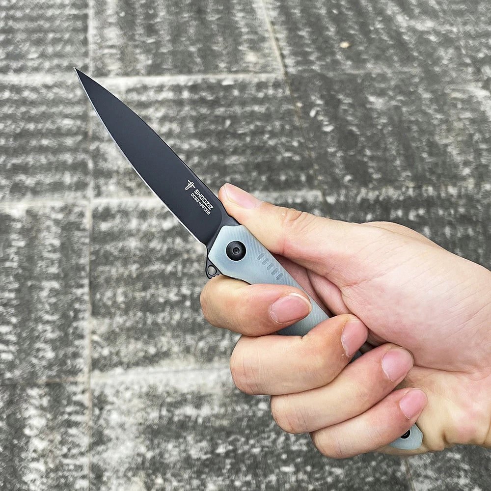 SHOOZIZ™ HAN312-JGB,Liner Lock,3.39"DC53 Steel Black PVD Blade,Jade G10 Handle