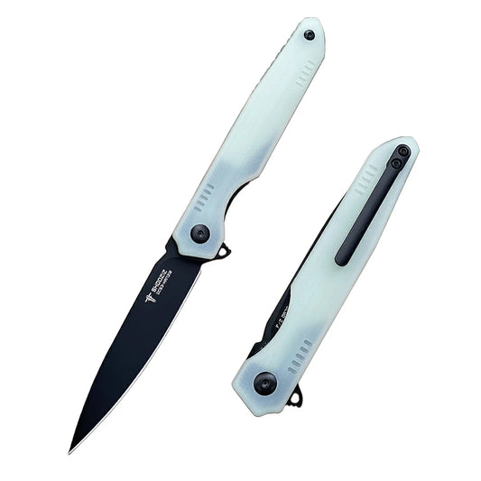 SHOOZIZ™ HAN312-JGB,Liner Lock,3.39"DC53 Steel Black PVD Blade,Jade G10 Handle