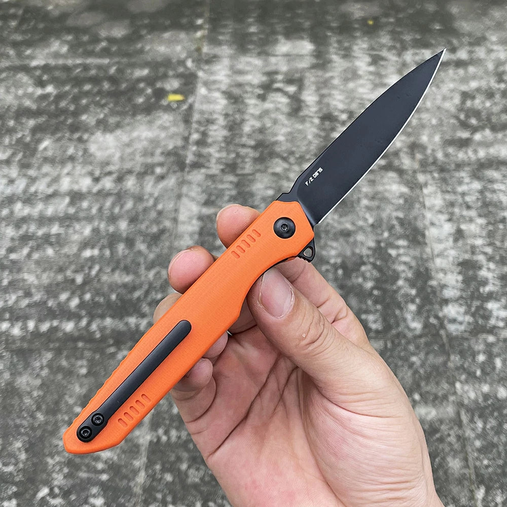 SHOOZIZ™ HAN312-OGB,Liner Lock,3.39"DC53 Steel Black PVD Blade,Orange G10 Handle