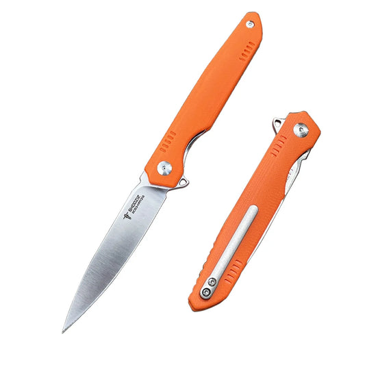 SHOOZIZ™ HAN312-OGS,Liner Lock,3.39"DC53 Steel Satin Blade,Orange G10 Handle