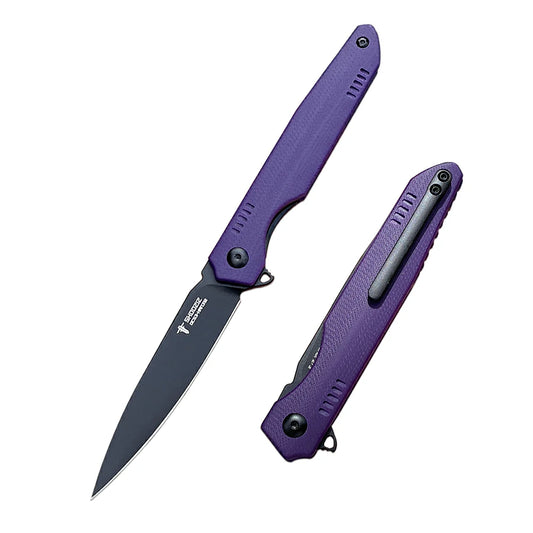 SHOOZIZ™ HAN312-PGB,Liner Lock,3.39"DC53 Steel Black PVD Blade,purple G10 Handle