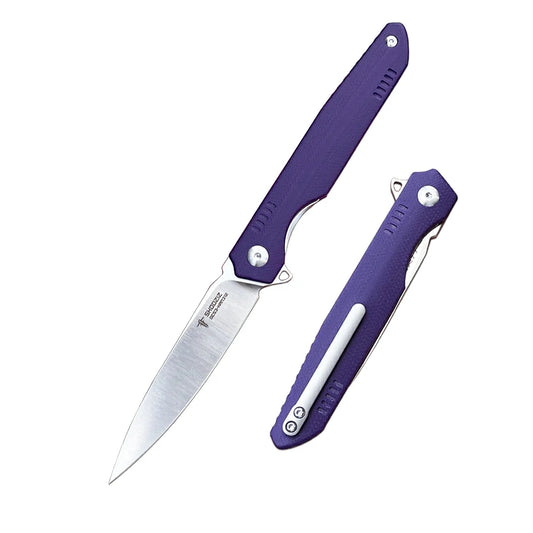 SHOOZIZ™ HAN312-PGS,Liner Lock,3.39"DC53 Steel Satin Blade,purple G10 Handle