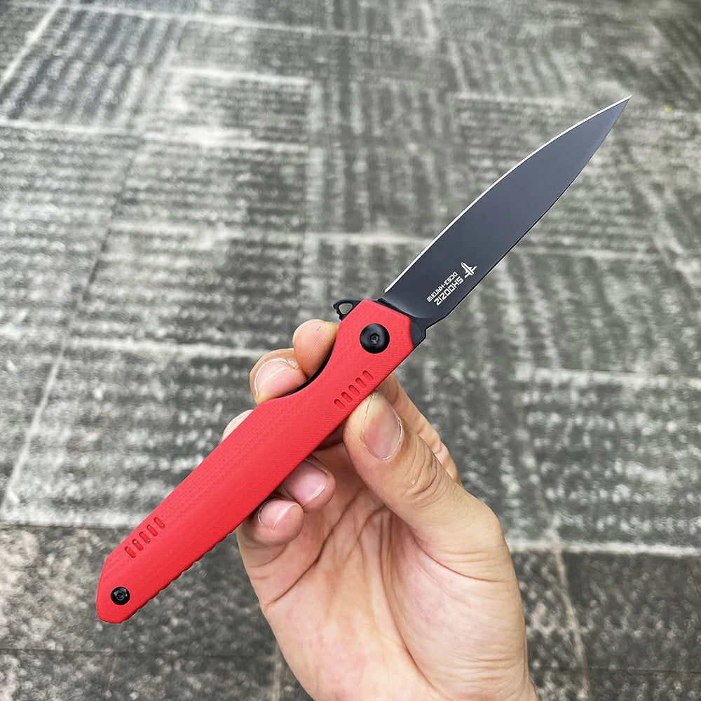 SHOOZIZ™ HAN312-RGB,Liner Lock,3.39"DC53 Steel Black PVD Blade,Red G10 Handle