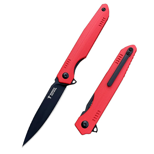 SHOOZIZ™ HAN312-RGB,Liner Lock,3.39"DC53 Steel Black PVD Blade,Red G10 Handle