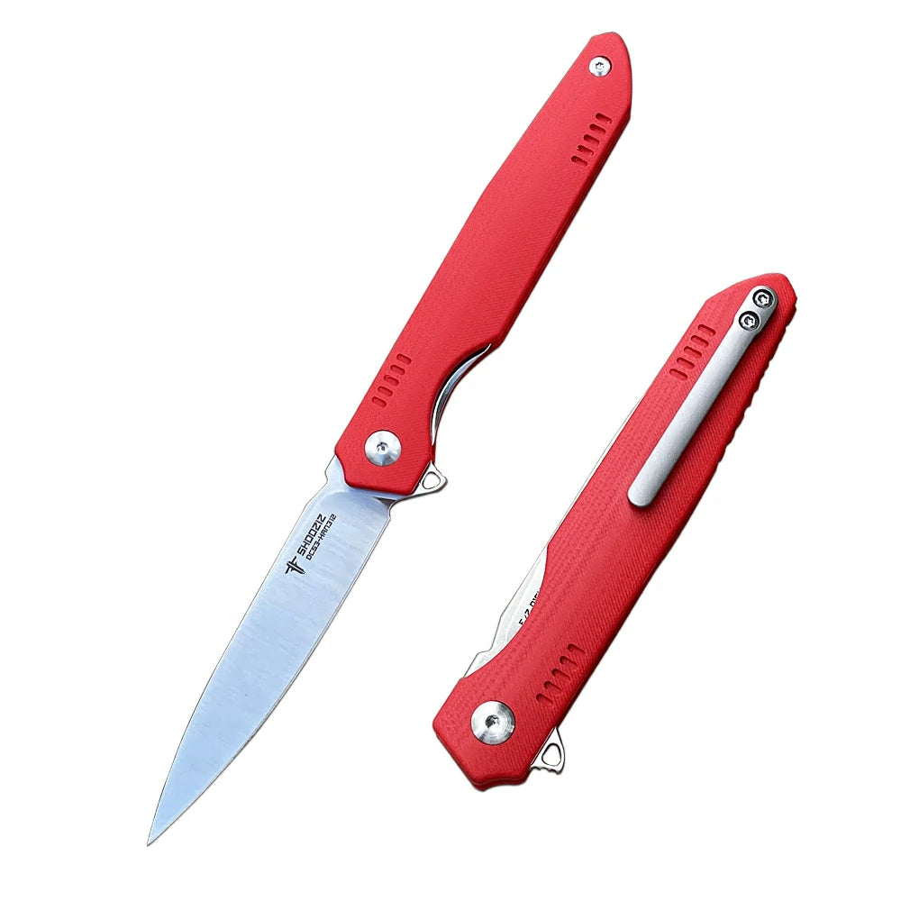 SHOOZIZ™ HAN312-RGS,Liner Lock,3.39"DC53 Steel Satin Blade,Red G10 Handle