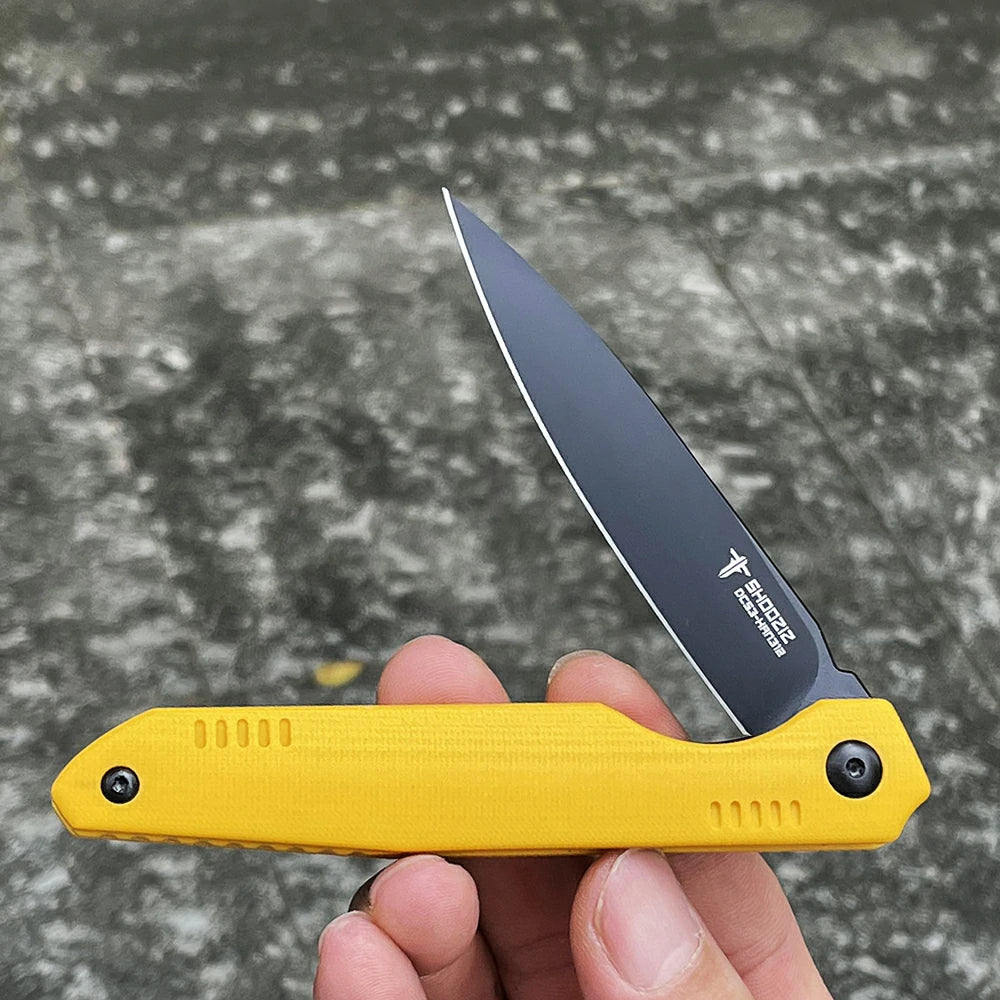 SHOOZIZ™ HAN312-YGB,Liner Lock,3.39"DC53 Steel Black PVD Blade,Yellow G10 Handle