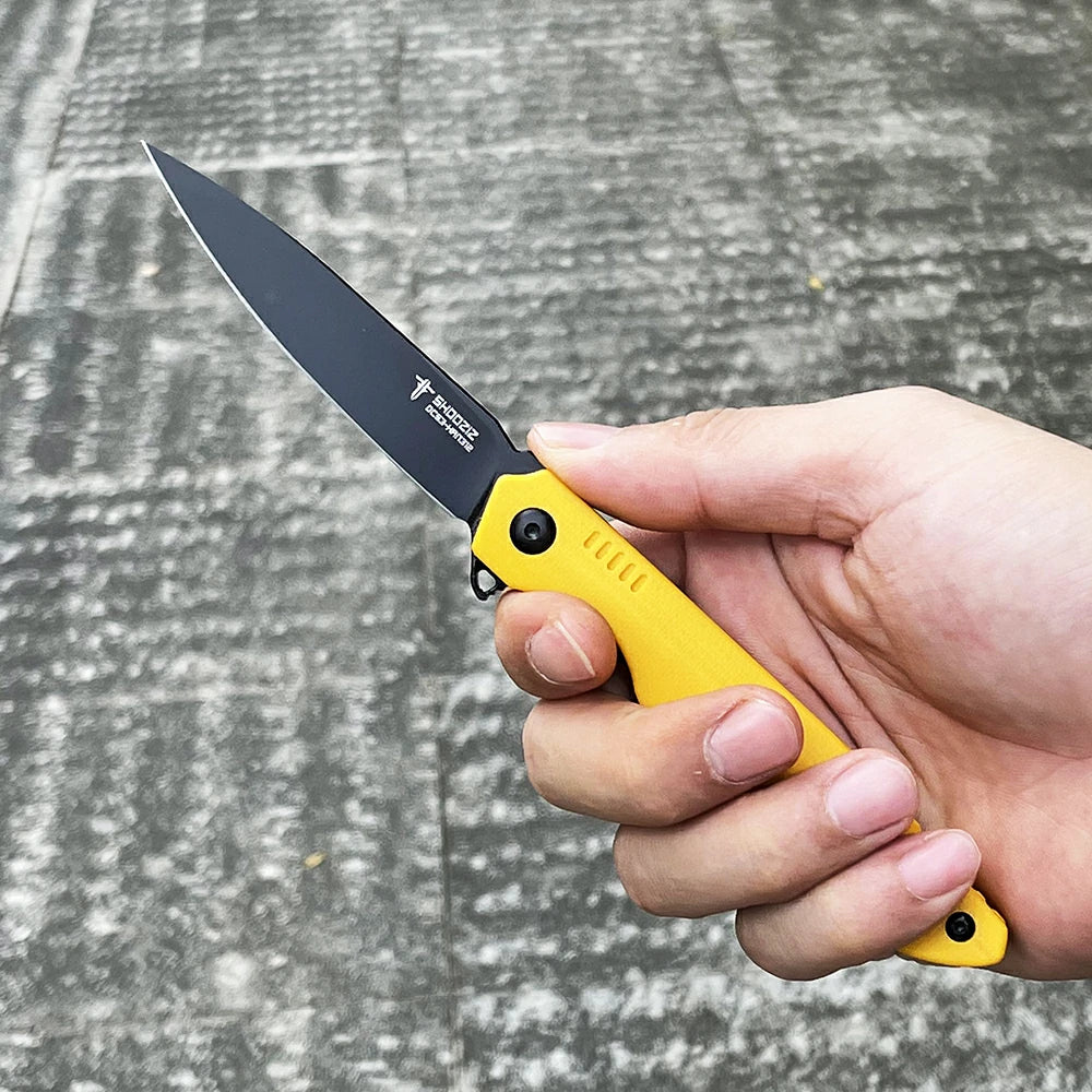 SHOOZIZ™ HAN312-YGB,Liner Lock,3.39"DC53 Steel Black PVD Blade,Yellow G10 Handle