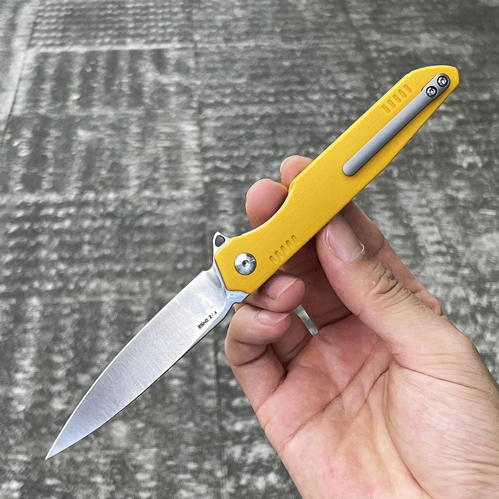 SHOOZIZ™ HAN312-YGS,Liner Lock,3.39"DC53 Steel Satin Blade,Yellow G10 Handle