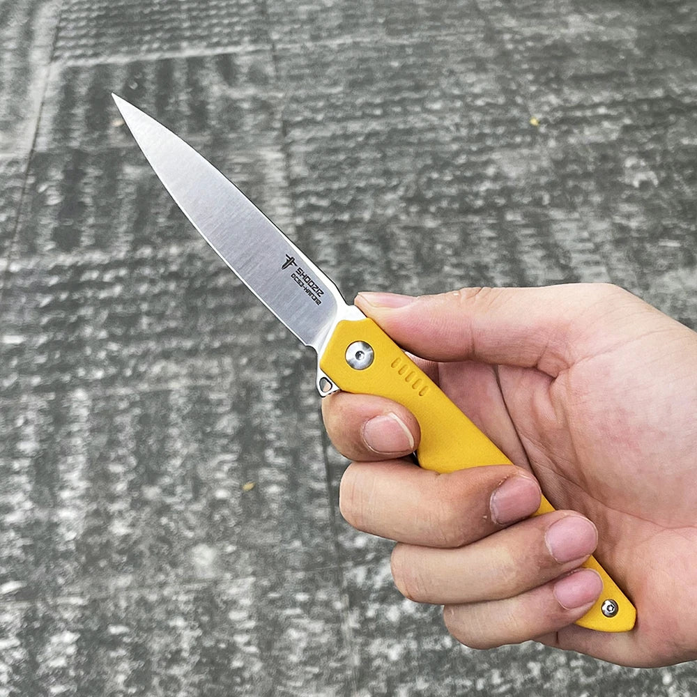 SHOOZIZ™ HAN312-YGS,Liner Lock,3.39"DC53 Steel Satin Blade,Yellow G10 Handle