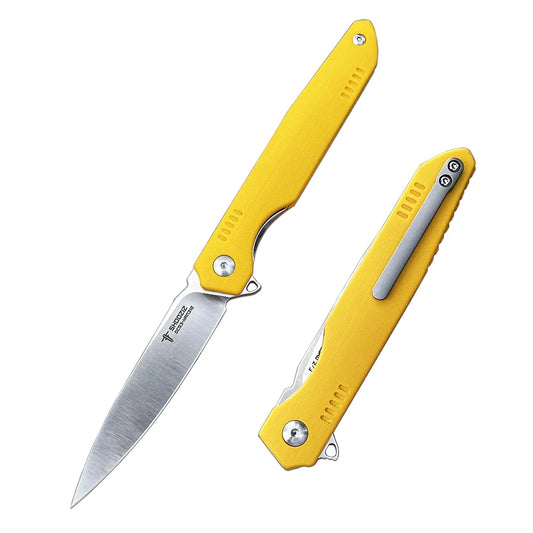 SHOOZIZ™ HAN312-YGS,Liner Lock,3.39"DC53 Steel Satin Blade,Yellow G10 Handle