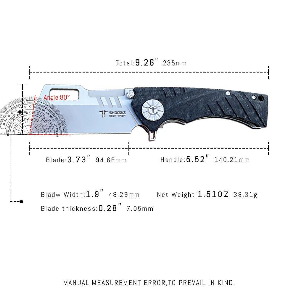 SHOOZIZ™ HAN317-BMS,Liner Lock,3.73"DC53 Steel Satin Blade,Micarta Handle