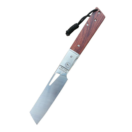SHOOZIZ™ HAN219A-MWS,Liner Lock,4.06" 5Cr15MoV Steel Satin Fixed Blade,Mahogany wood Handle