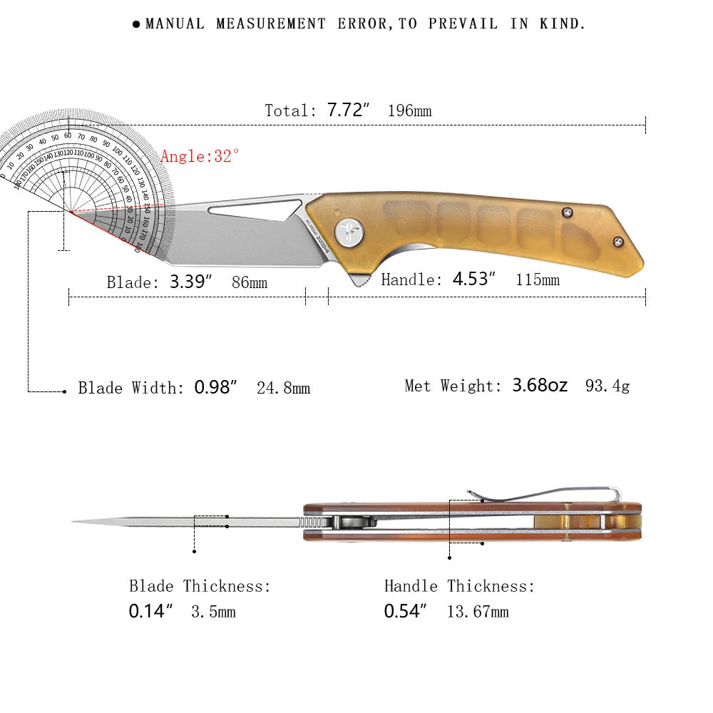 SHOOZIZ™ OPERATOR-JUb,Liner Lock,3.39"14C28N Steel sand blasting Blade,Ultem Handle