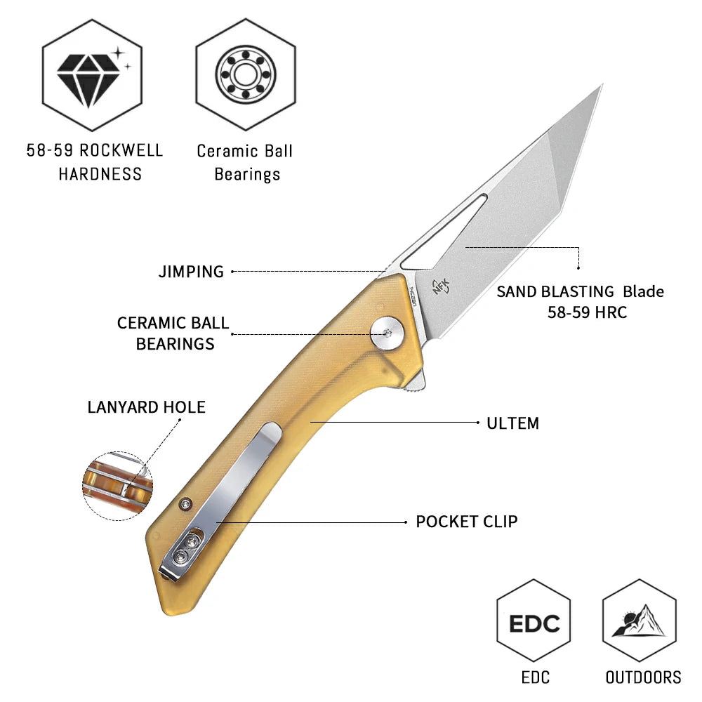 SHOOZIZ™ OPERATOR-JUb,Liner Lock,3.39"14C28N Steel sand blasting Blade,Ultem Handle