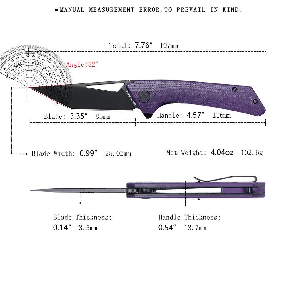 SHOOZIZ™ OPERATOR-PGB,Liner Lock,3.35"14C28N Steel Black PVD Blade,G10 Handle