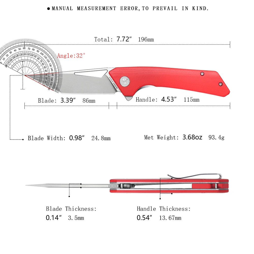 SHOOZIZ™ OPERATOR-RGb,Liner Lock,3.39"14C28N Steel sand blasting Blade,G10 Handle