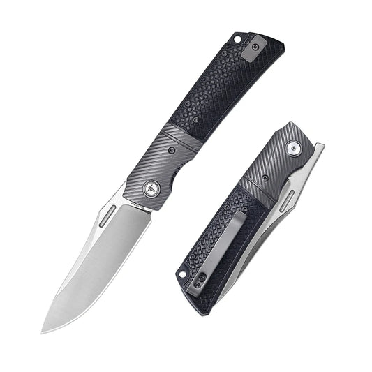 SHOOZIZ™ XUN123-BGS,Liner Lock,3.46"14C28N Steel Satin Blade,Steel Bolster & G10 Handle