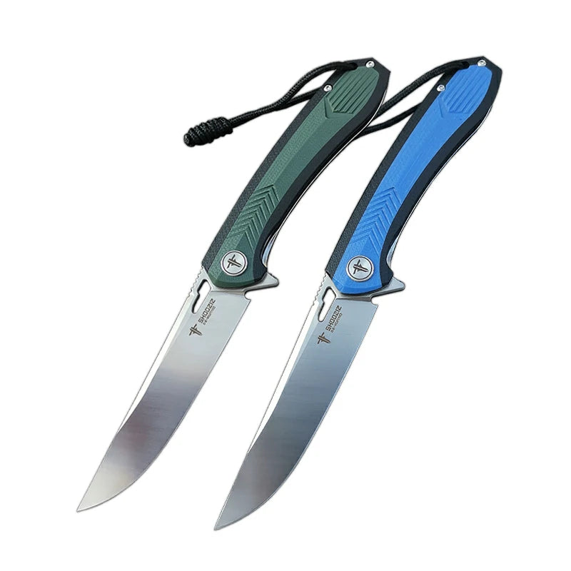 SHOOZIZ™ XUN110-LBGS,Liner Lock,3.55"D2 Steel Satin Blade,Blue + Black G10 Handle
