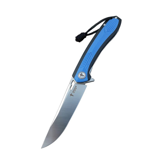 SHOOZIZ™ XUN110-LBGS,Liner Lock,3.55"D2 Steel Satin Blade,Blue + Black G10 Handle
