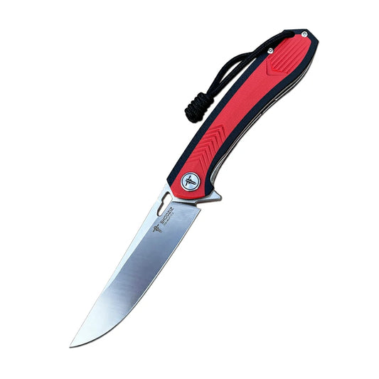 SHOOZIZ™ XUN110-RBGS,Liner Lock,3.55"D2 Steel Satin Blade,Red+Black G10 Handle
