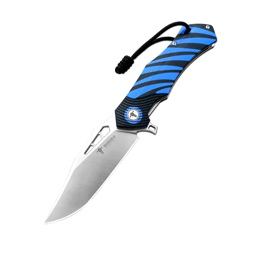 SHOOZIZ™ XUN115-LBGS,Liner Lock,3.55"D2 Steel Satin Blade,Blue + Black G10 Handle