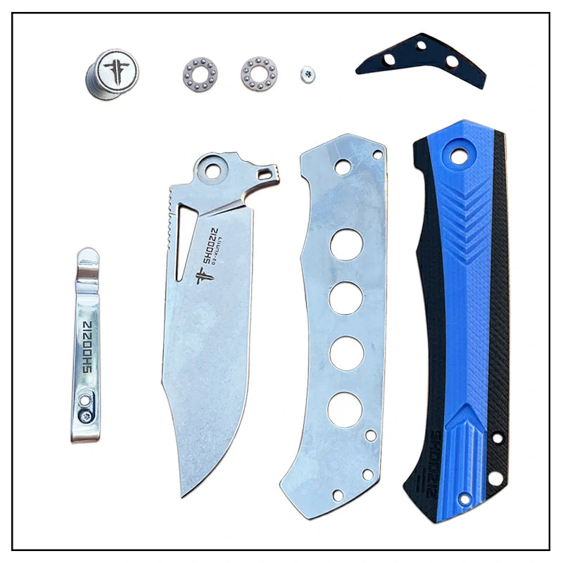 SHOOZIZ™ XUN117-LBGSt,Liner Lock,3.39"D2 Steel Stonewash Blade,Blue+BLack G10 Handle