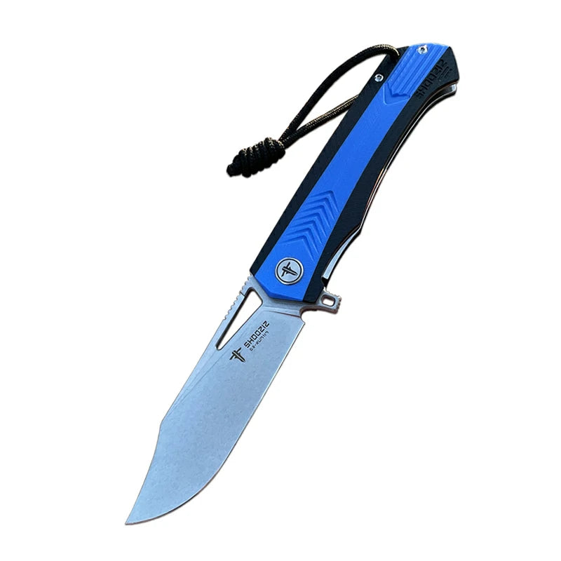 SHOOZIZ™ XUN117-LBGSt,Liner Lock,3.39"D2 Steel Stonewash Blade,Blue+BLack G10 Handle